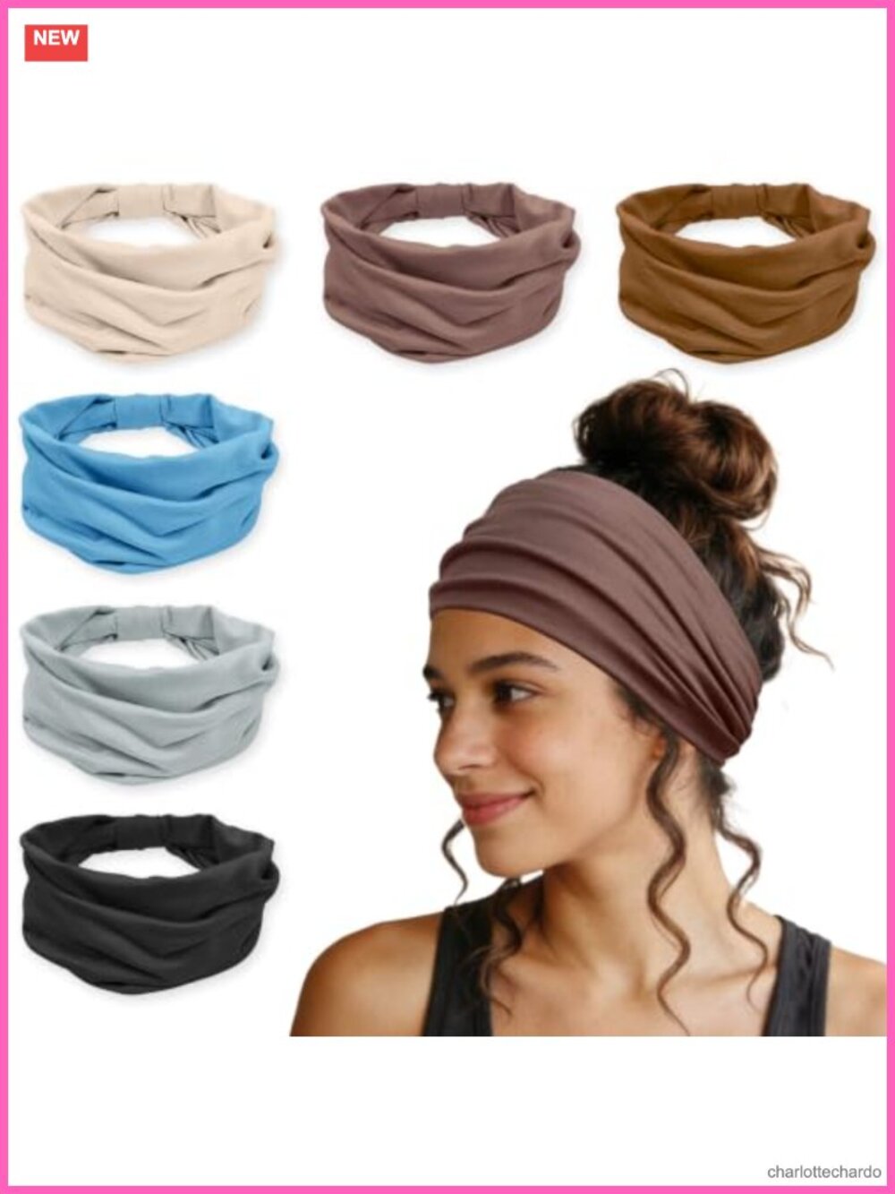 Wide Knotted Headbands 6 Pack Polyester Spandex Stretch Hair Bands